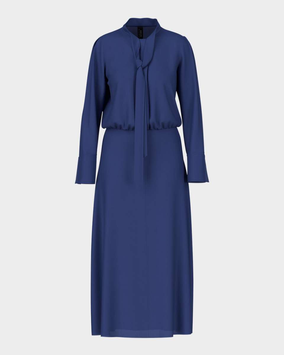 Tie-Neck Blouson Midi Dress